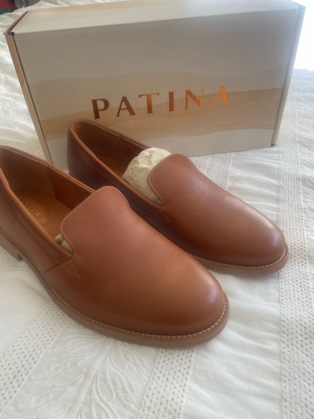 PATINA Women’s Leather Slip-On Loafer — Cognac